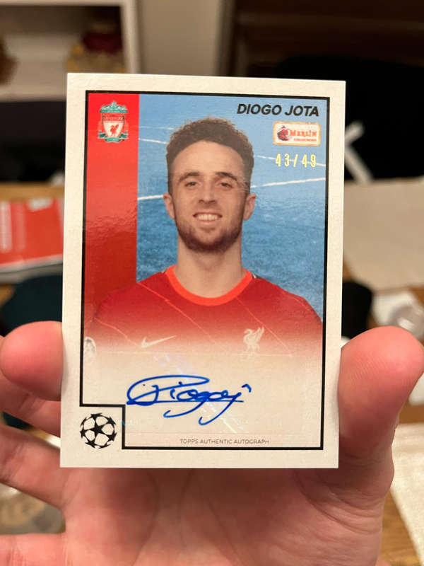 Topps Chrome Merlin Heritage 97 Liverpool Portugal Diogo Jota Blue Auto Signature /49 - RARE