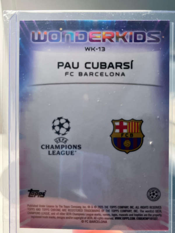 2024-25 Topps Chrome Sapphire Pau Cubarsi Wonderkids FC Barcelona