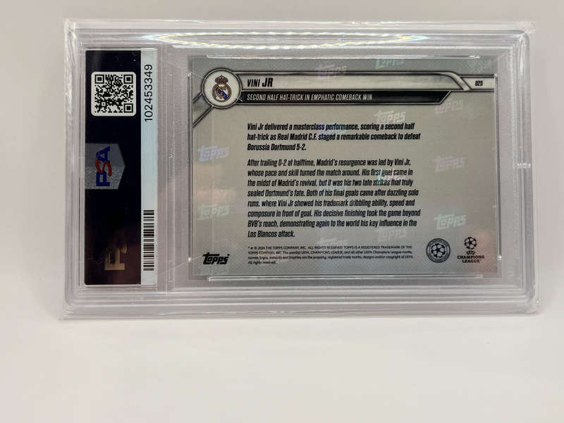 Ultra Rare 2024 Topps Now UCL Vinicius Junior Red /10 PSA GEM Mint 10