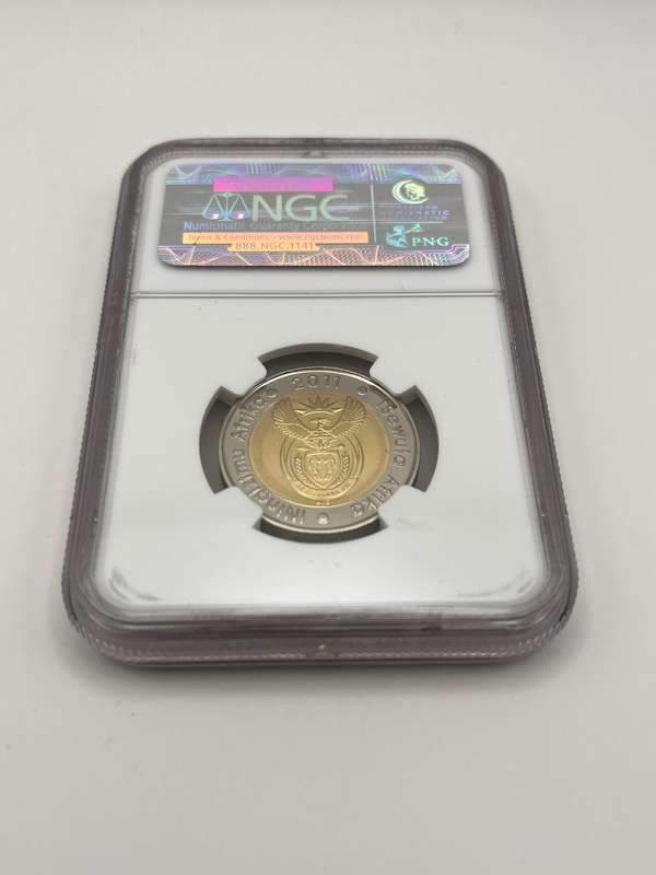 NGC Graded 2011 South Africa Proof Five Rand Coin - PF69 Ultra Cameo (90th Anniversary)
