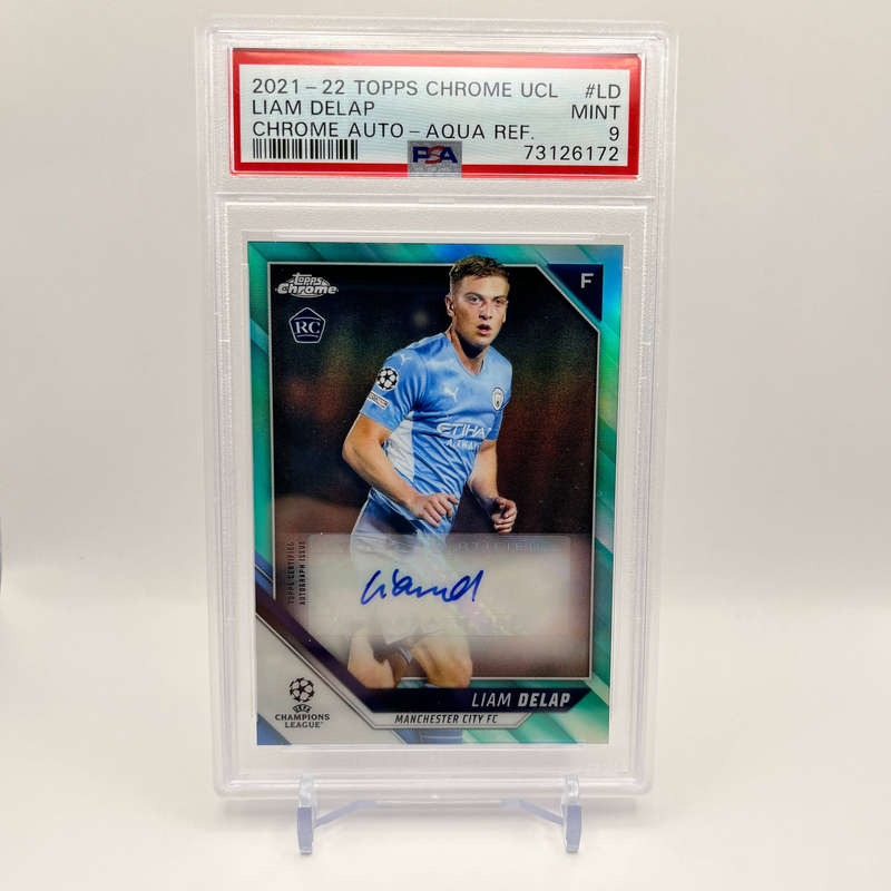 2021 Topps Chrome UCL Liam Delap RC Rookie Card Auto Aqua /199 PSA 9 Mint