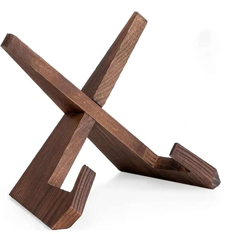 1pc Rustic Wooden Recipe Holder - X-Shaped