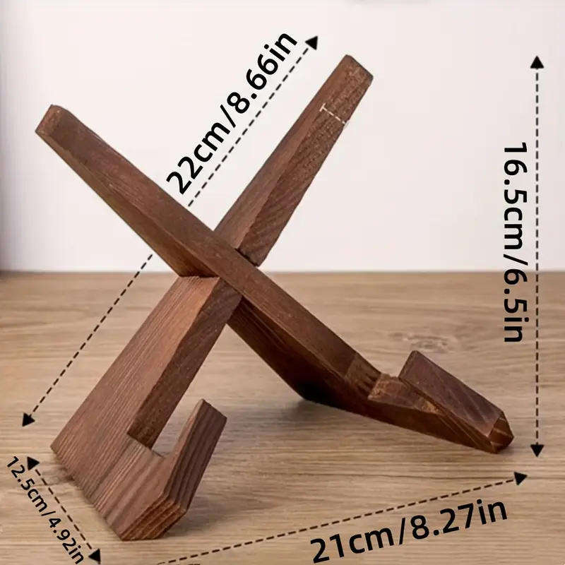 1pc Rustic Wooden Recipe Holder - X-Shaped