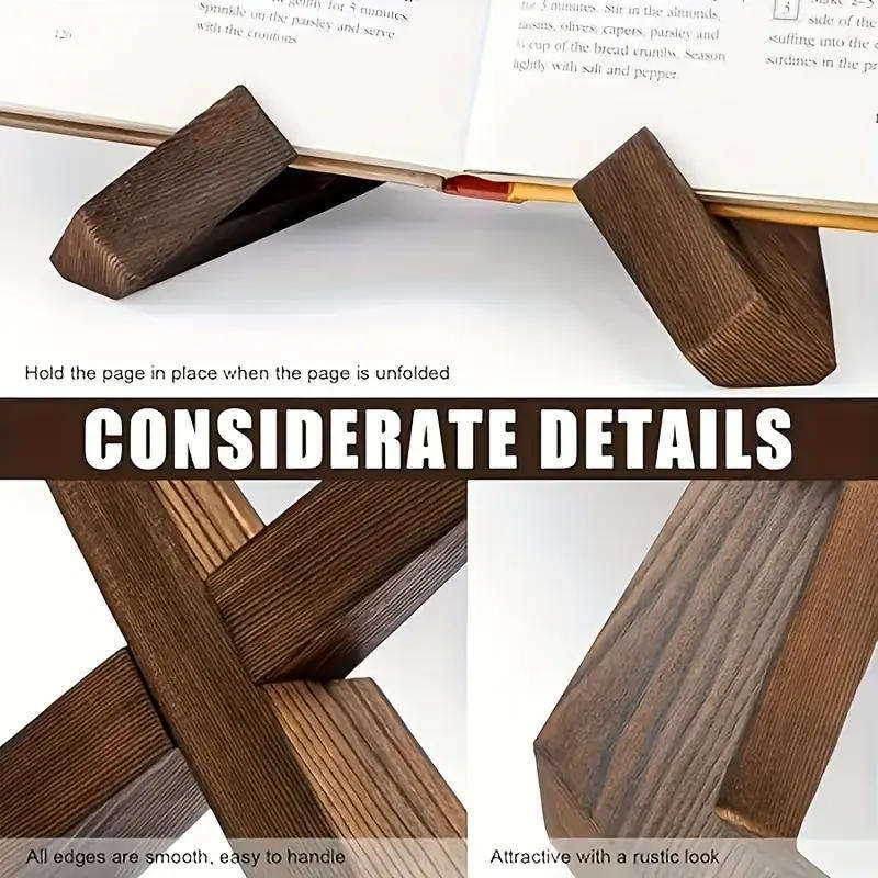 1pc Rustic Wooden Recipe Holder - X-Shaped