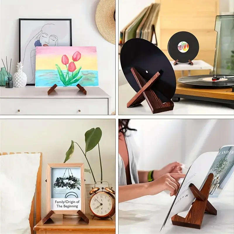 1pc Rustic Wooden Recipe Holder - X-Shaped
