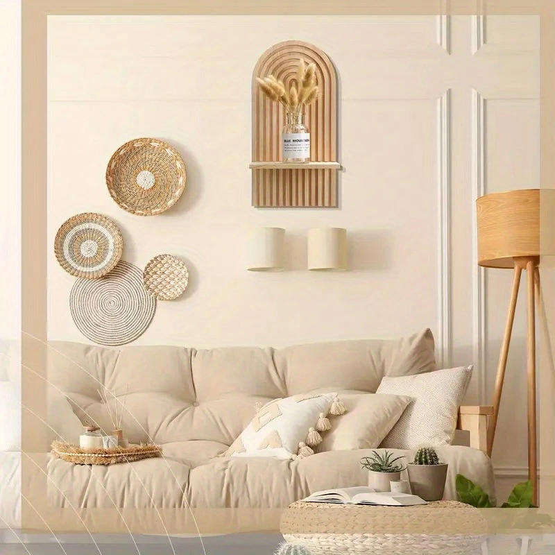 Wooden geometric Sun Rainbow Floating Shelf