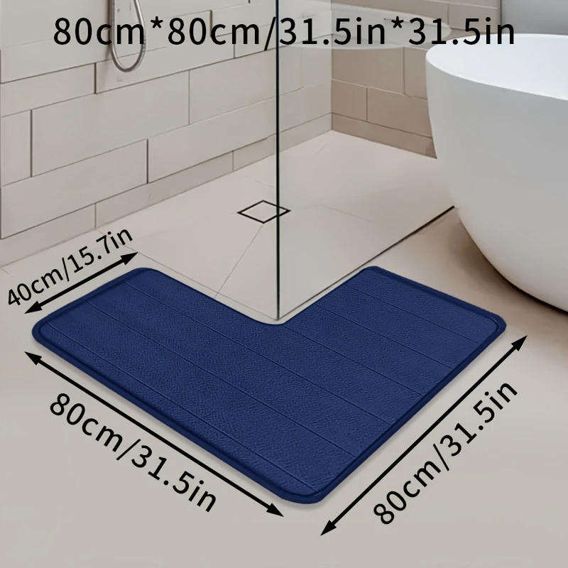 1pc L-Shaped Coral Fleece Bath Mat