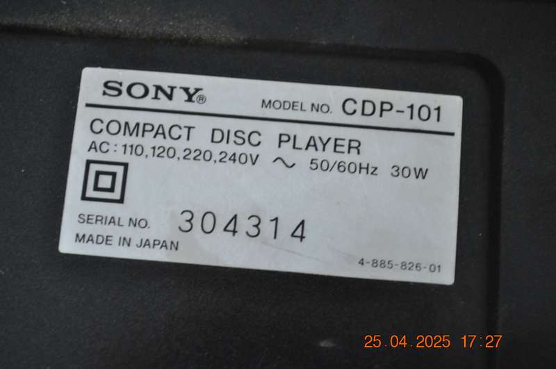 Vintage Rare Sony CDP -101 CD Player For Parts Or Repair