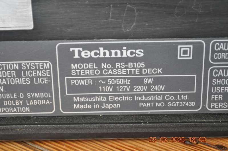 Vintage Technics Stereo Cassette Deck RS-B105