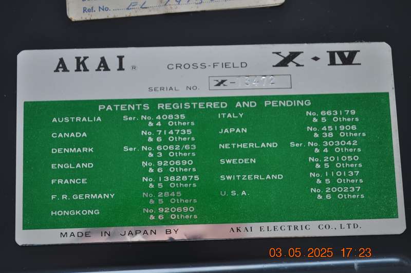 Vintage Akai Cross Field X-IV Reel to Reel Tape Recorder Player