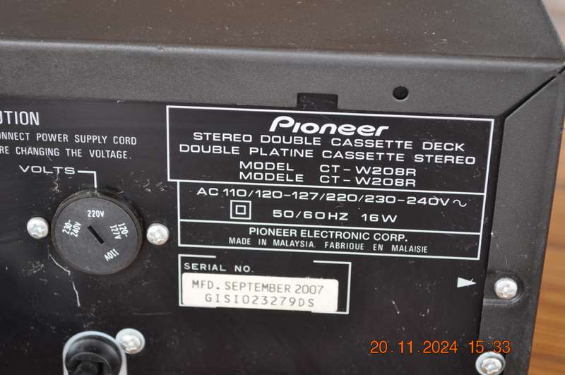Pioneer CT-W208R Double Cassette Deck