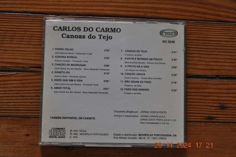 Carlos Do Carmo  Canoas do Tejo (Cd Portuguese)