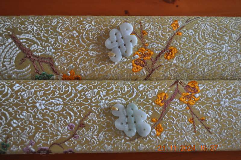 Vintage Chinese Folding Fan Card With Stamps
