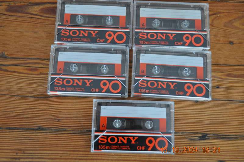 Old School Sony CHF 90 X 5 Pre Owned Cassettes