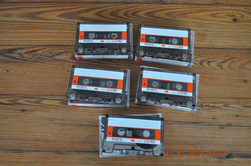 Old School Sony CHF 90 X 5 Pre Owned Cassettes
