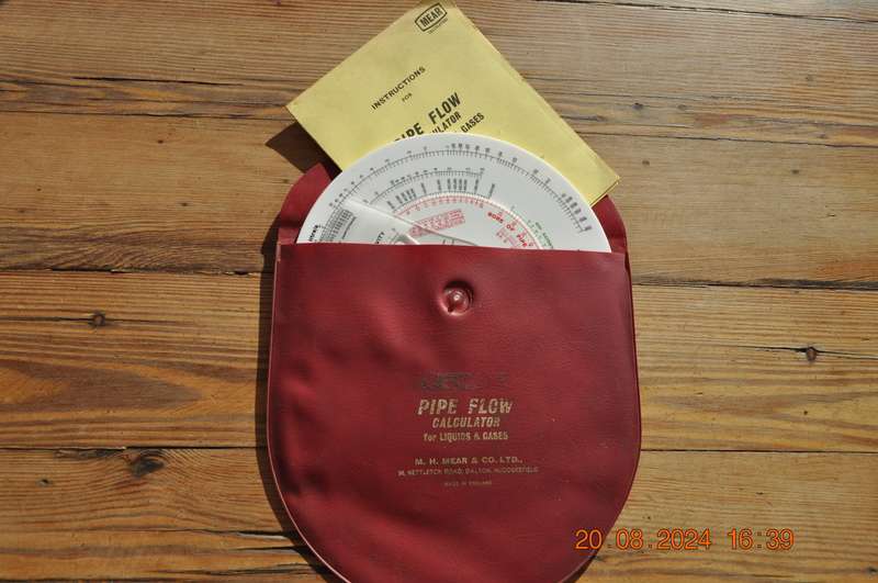Vintage Mears Pipe Flow Calculator