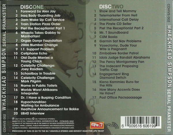 Whackhead Simpson - Serial Prankster (CD Double)