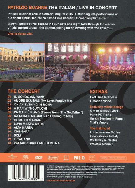 Patrizio Buanne - The Italian Live In Concert (DVD)