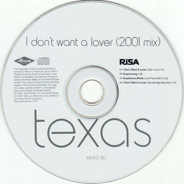 Texas - I Don't Want A Lover (2001 Mix) CD Single