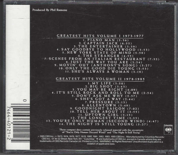 Billy Joel - Greatest Hits Volume I & II (Double CD)