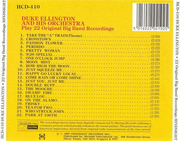 Duke Ellington And His Orchestra - Play 22 Original Big Band Recordings (CD)
