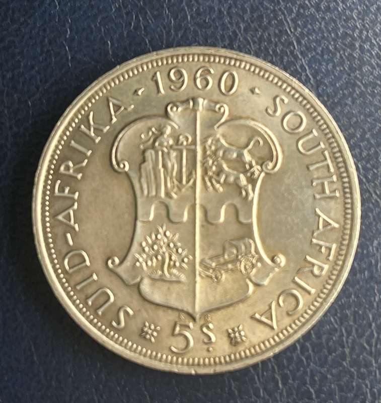 50th Anniversary South Africa five shilling 1960 Silver .500