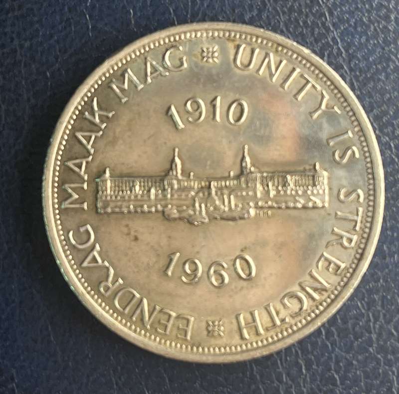 50th Anniversary South Africa five shilling 1960 Silver .500