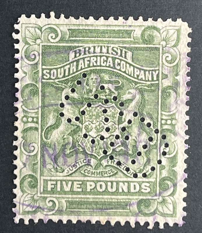 BSAC Scarce 1892 Five pounds used unhinged