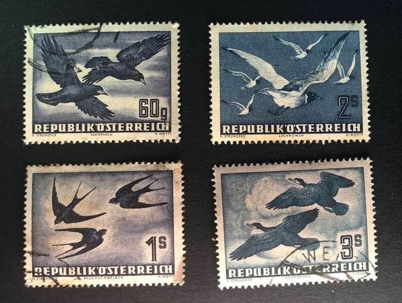 Austria 1950 Air Birds with 2 s mint, unmounted. The rest used