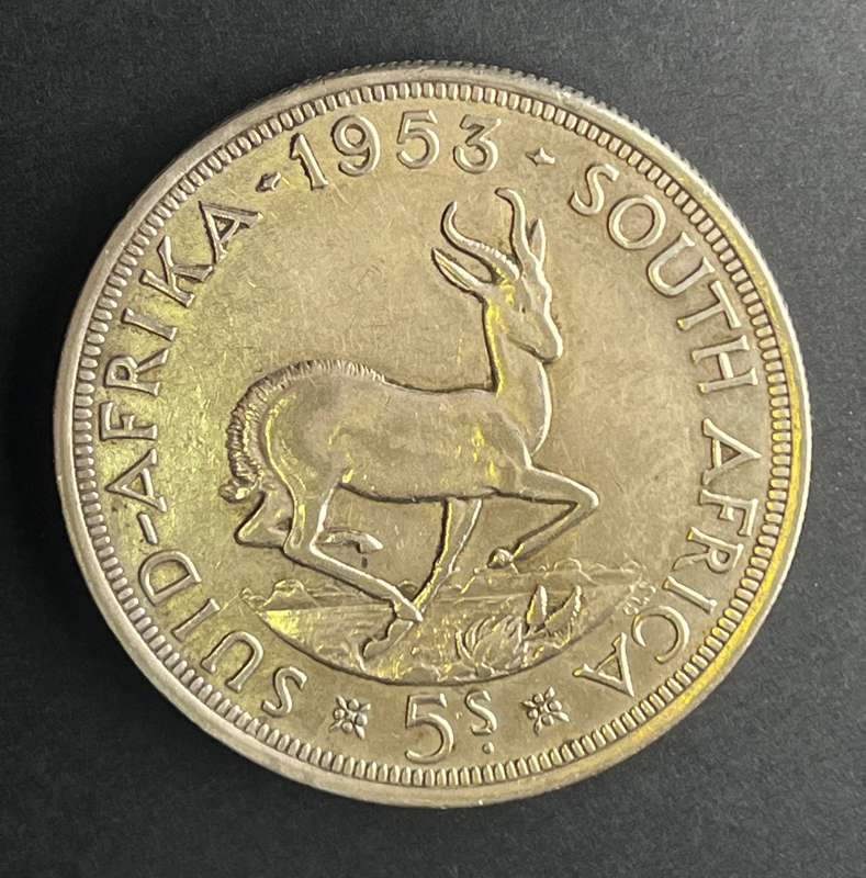 1953 South African 5 shilling silver