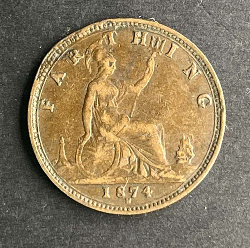 1874 Victoria Farthing bronze
