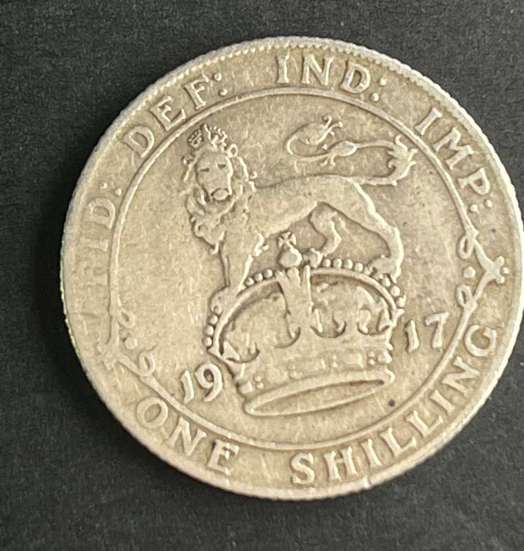George V one shilling 1917 .925 silver 5.6 grams
