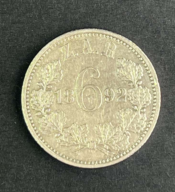 ZAR 1892 Silver 6 pence mintage 28 000