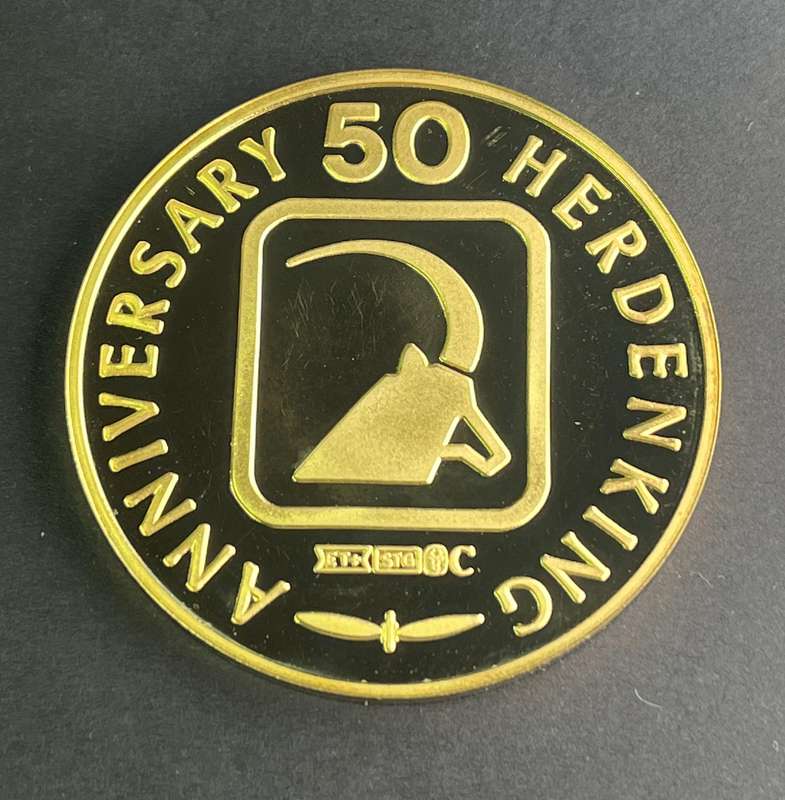 SA Wild Life Society 50th anniversary, gold plated, sterling silver medallion 37.6 gr