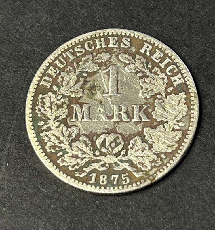 Deutsches Reich One Mark 1875 .900 silver