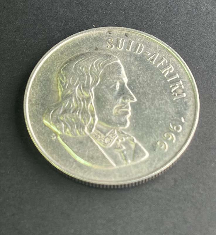 1966 Silver One Rand Afrikaans legend .800