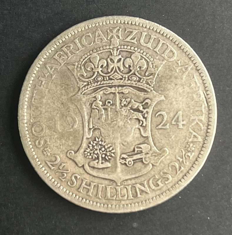 1924 South African Two and a Half Shillings .800 14 grams