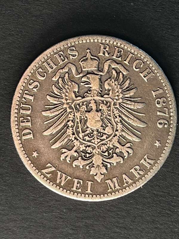 Wilhelm Deutscher Kaiser Konig V Preussen Zwei Mark 1876 silver