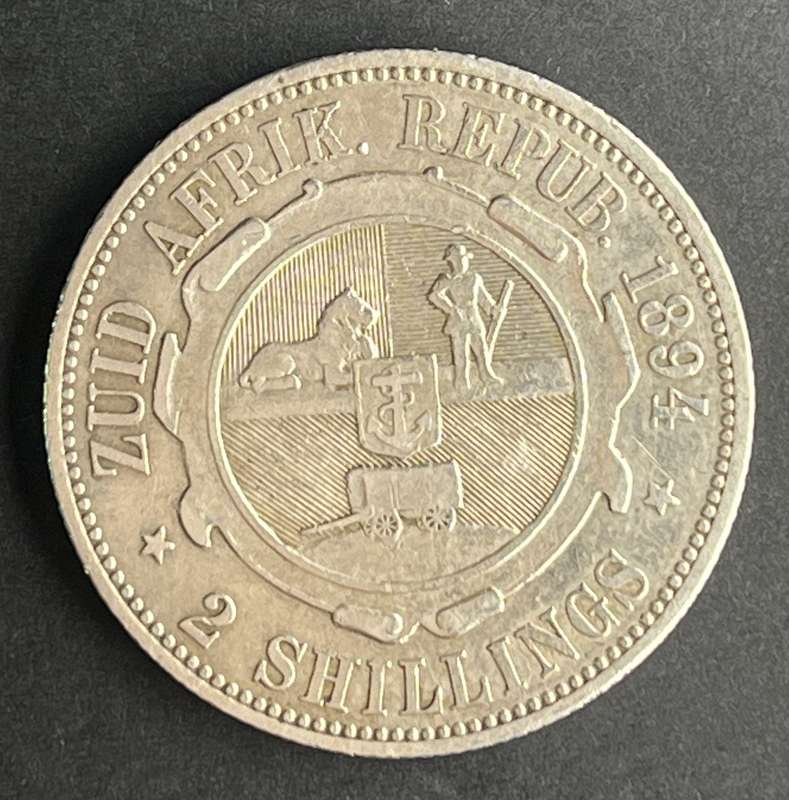 ZAR 2 shilling 1894  .925 silver mintage 173 000