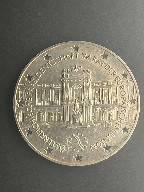 Stunning sterling silver .925 (30.2gm) Austrian coin, commemorating presidency of the EU