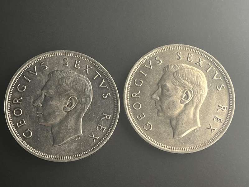 2 x 300th anniversary founding of Cape Town. Five shilling .500 silver