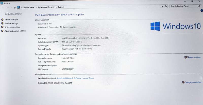 Lenovo miix 320 10icr Windows Tablet with detachable keyboard and charger