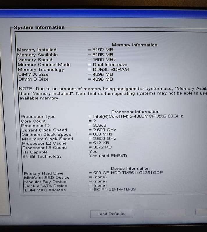 Dell Latitude E6540, Intel Core i5 4300M, 8GB RAM, 500GB HDD