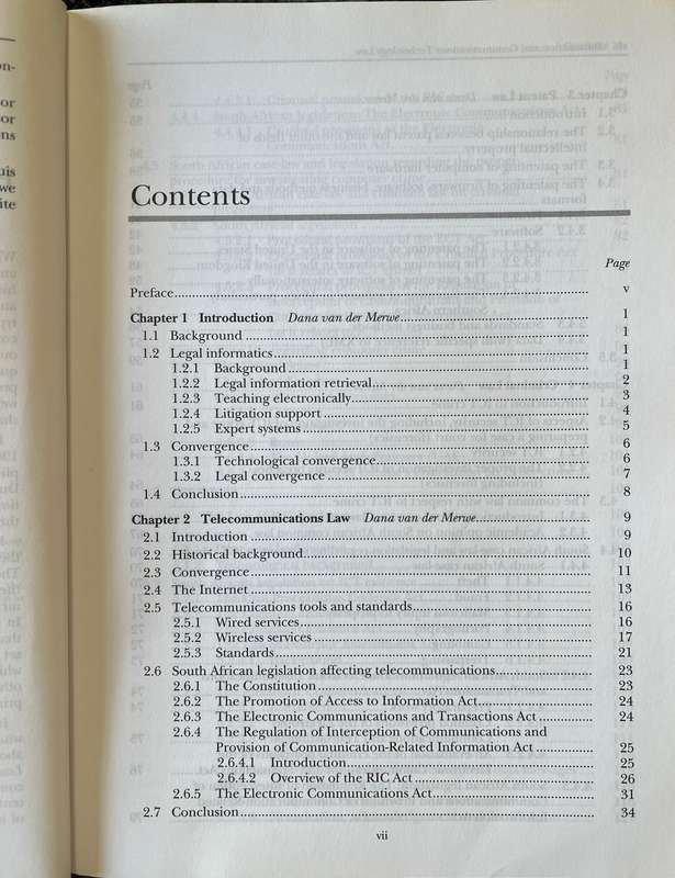 Information and Communications Technology Law by D van der Merwe, A Roos, T Pistorius and S Eiselen