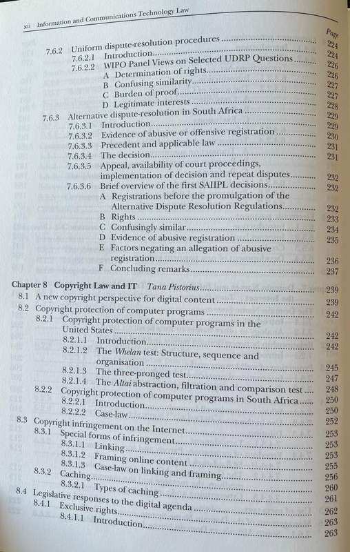 Information and Communications Technology Law by D van der Merwe, A Roos, T Pistorius and S Eiselen