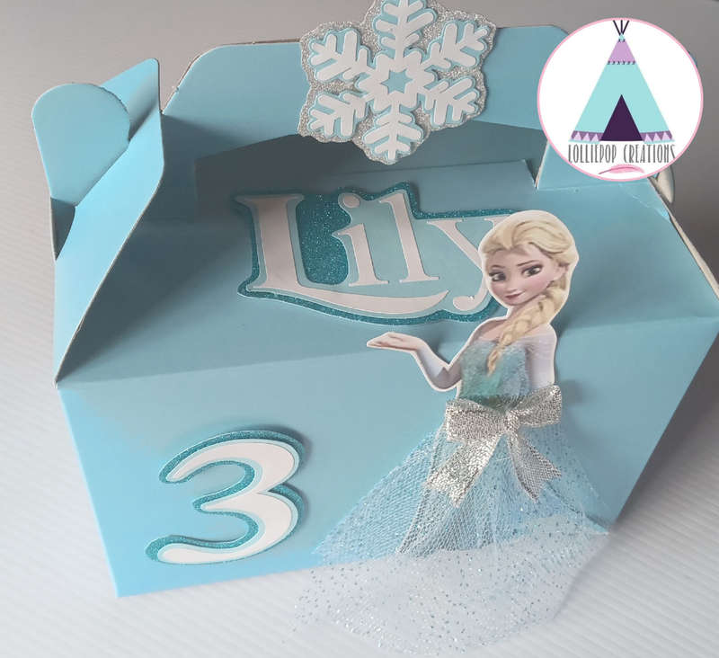 Frozen Themed and Personalised Party Boxes (10 Boxes) PLUS 10 FREE Cupcake Toppers