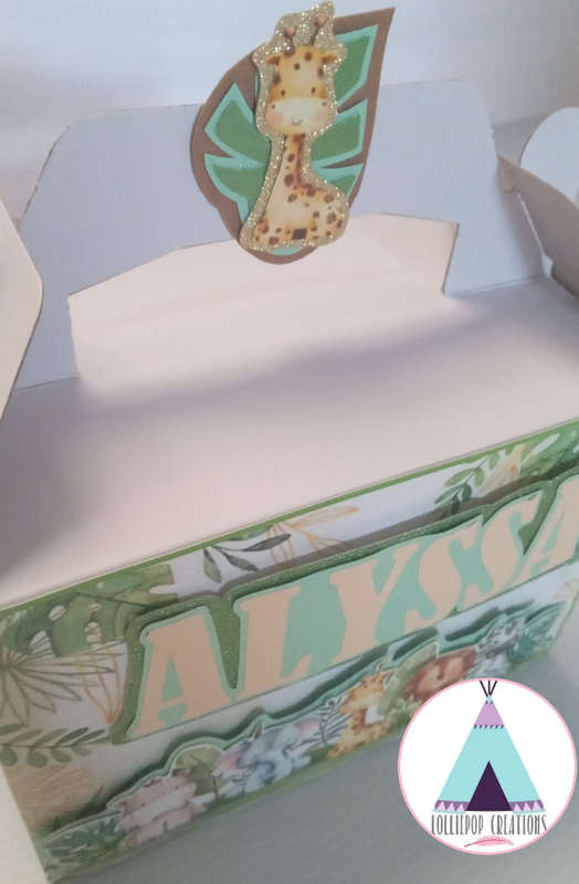 Baby Animal / Wild One Themed and Personalised Party Boxes (10 Boxes) PLUS 10 FREE Cupcake Toppers