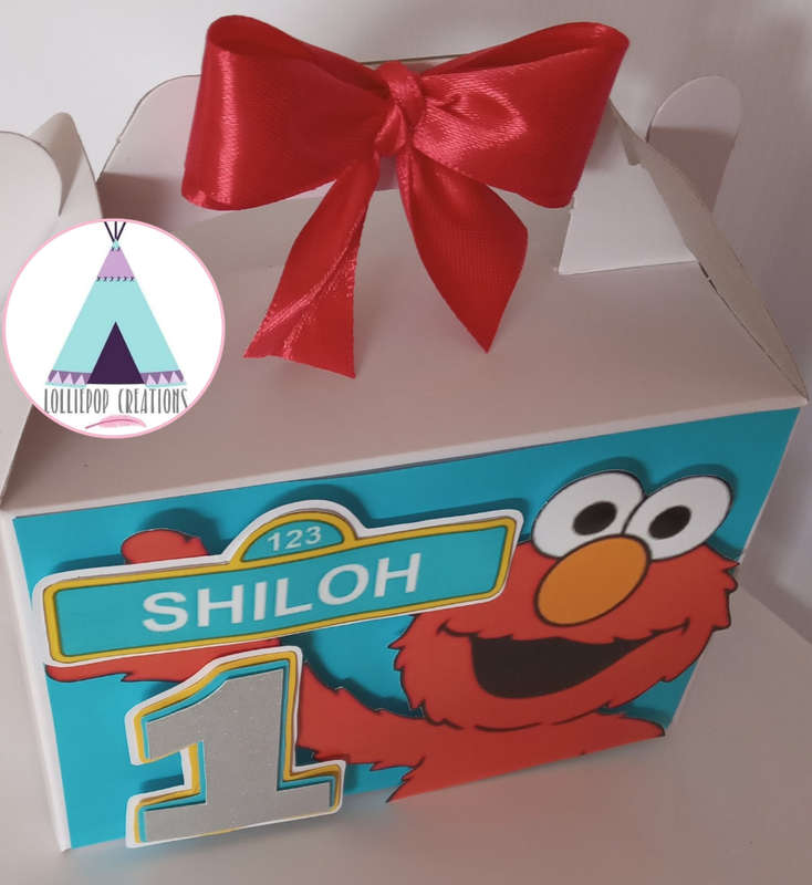 Elmo Themed Personalised Party Boxes (10 Boxes) PLUS 10 FREE Cupcake Toppers