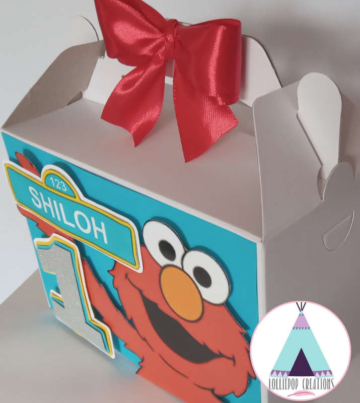 Elmo Themed Personalised Party Boxes (10 Boxes) PLUS 10 FREE Cupcake Toppers