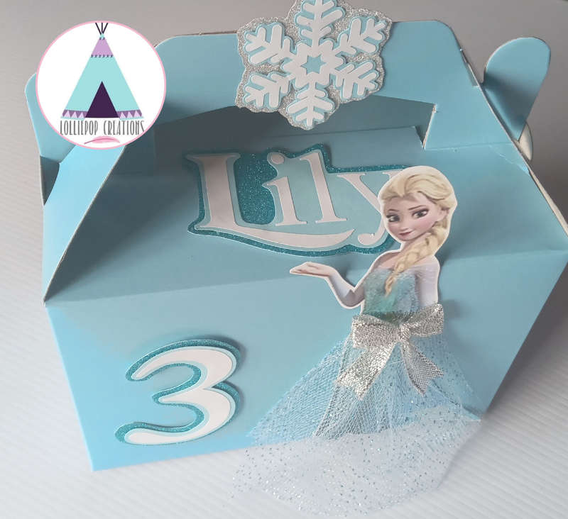 Frozen Themed and Personalised Party Boxes (10 Boxes) PLUS 10 FREE Cupcake Toppers